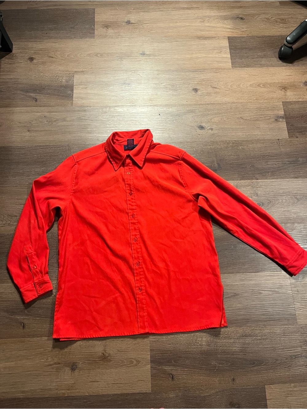 Men's Red Long-Sleeve Button-Up Shirt